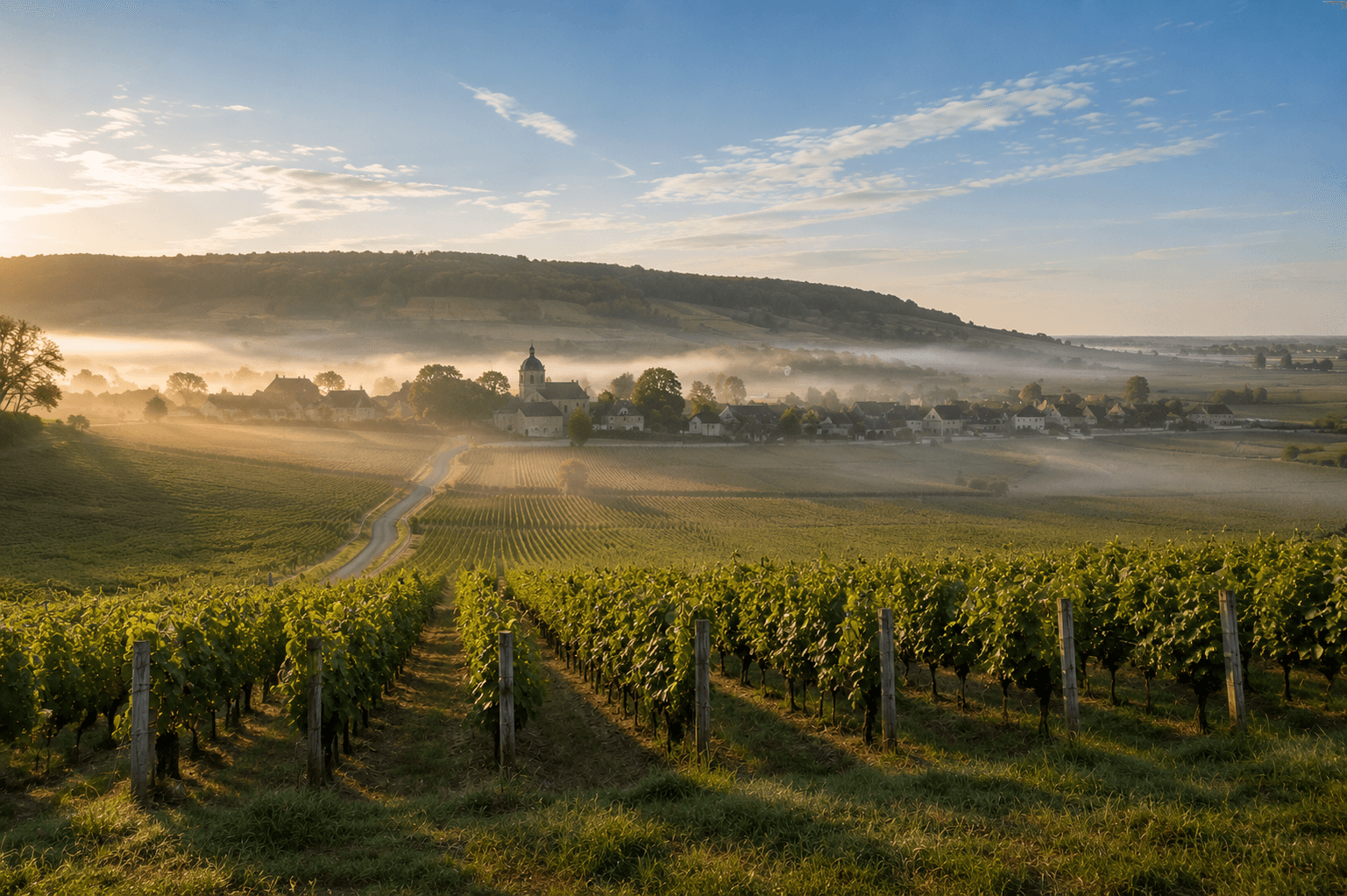 Côte de Beaune wine region in Burgundy, France, known for Chardonnay and Pinot Noir vineyards and historic wine villages