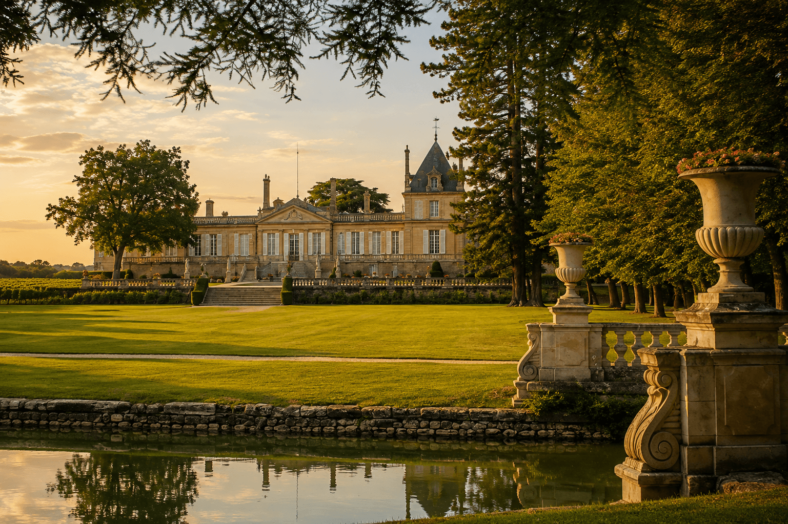 Saint-Julien wine region in Bordeaux, France, with historic château and vineyards